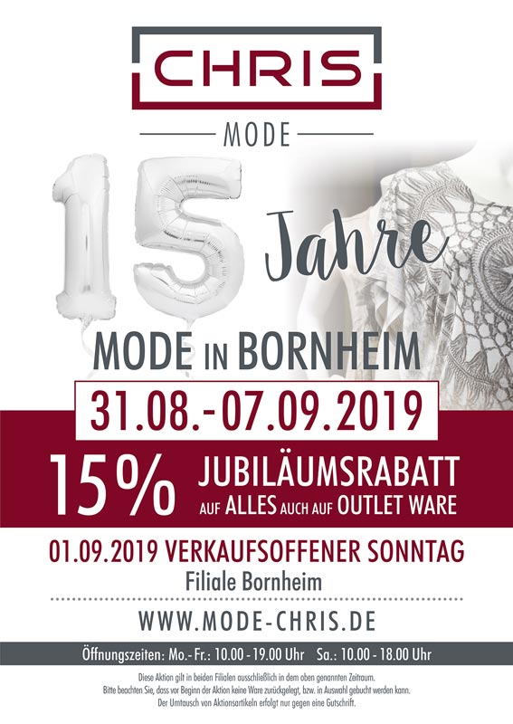 15 Jahre Mode in Bornheim!